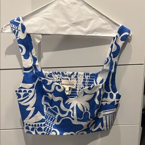 Mara Hoffman Blue and White Patterned Crop Top